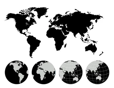 Abstract globes with abstract world map Stock Illustration