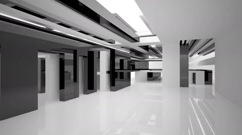 Abstract glossy black and white interior. Video stock 67437488
