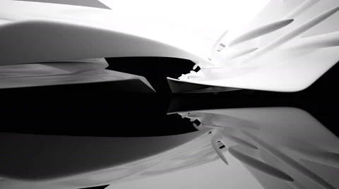 Abstract glossy black interior with white sculpture. Architectural background. Vídeo Stock 68383540