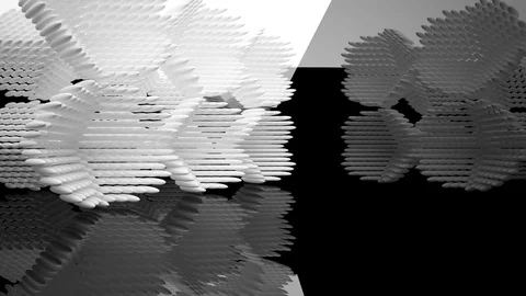 Abstract glossy black interior with white sculpture. Architectural background. Видео 81946644