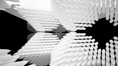 Abstract glossy black interior with white sculpture. Architectural background. 動画素材 81946759