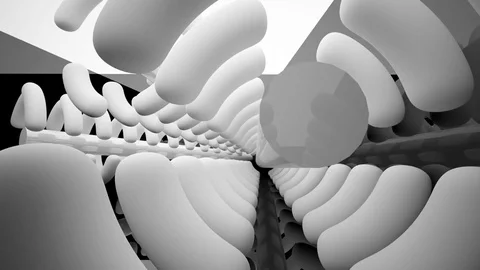 Abstract glossy black interior with white sculpture. Architectural background. 動画素材 82343427