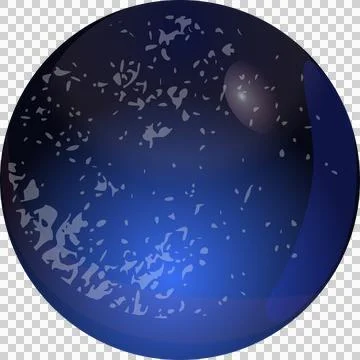 Abstract glossy blue sphere is floating in 3D render on transparent background Stock Illustration