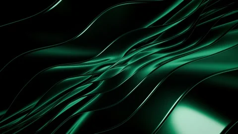 Abstract glossy green waves flowing across a dark background Stock Footage 327610658