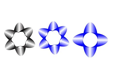 Abstract glossy petal shape logo set metallic gradient flower icon Illustrazione stock