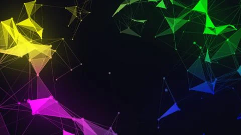 Abstract glossy plexus connected triangle line moving technology futuristic.. Stock Illustration