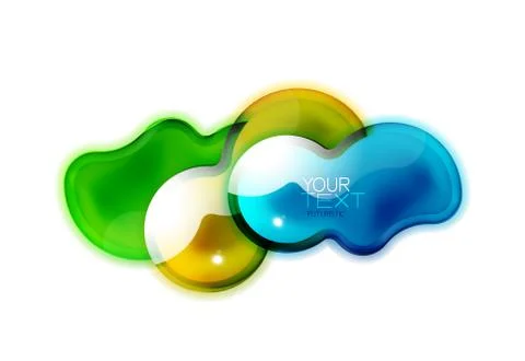 Abstract glossy shiny shape. Liquid glass splash design with sample text Stock Illustration
