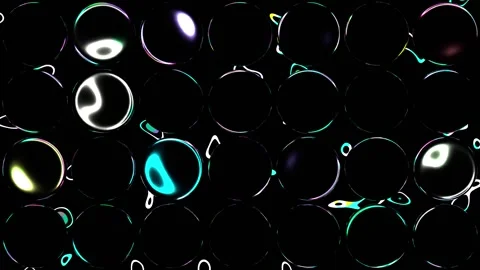 Abstract Glossy Spheres Grid with Vibrant Liquid Light Reflections Loop Video stock 345109180