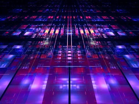 Abstract glossy surface with glowing lines - digitally generated 3d illustration Stock Illustration