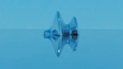 Abstract glossy swirling figure deforms on blue background. 3d render looped ani Stock Footage 309089553