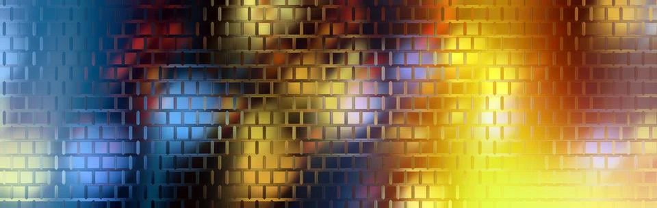 Abstract glossy tile wall background with blue and golden light, metallic b.. Stock Illustration