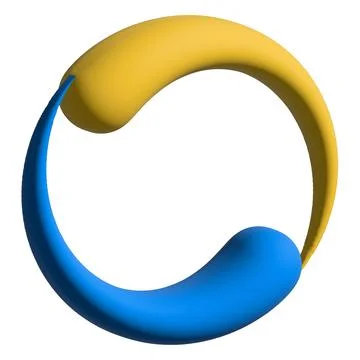 Abstract glossy torus geometry, dual color tubular topology visualization r.. Ilustração Stock
