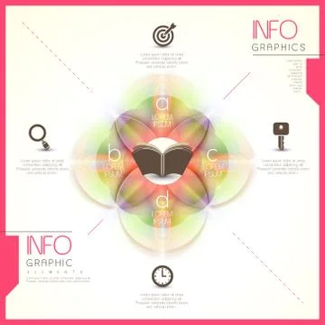 Abstract glossy translucent round infographic elements イラスト素材
