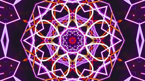 Abstract Glow Kaleidoscope Patterns. 4K Geometric Animation Background Stock Footage 140916080