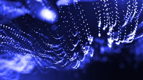 Abstract glow particles in air as science fiction microcosm or macro world or Stock Illustration