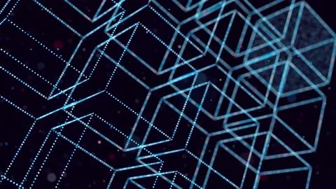 Abstract glow particles form 3d object in space. Array of rectangles. Vj loop as Vidéo 157738167