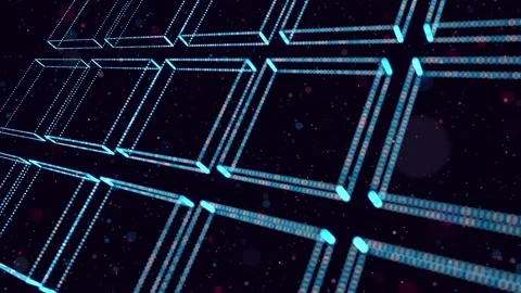 Abstract glow particles form 3d object in space. Array of rectangles. Vj loop as 스톡 동영상 158334821