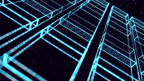 Abstract glow particles form 3d object in space. Array of rectangles. Vj loop as Vidéo 161361009