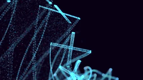 Abstract glow particles form 3d object in space. Crosses Vj loop as bg of Stock Footage 243768807