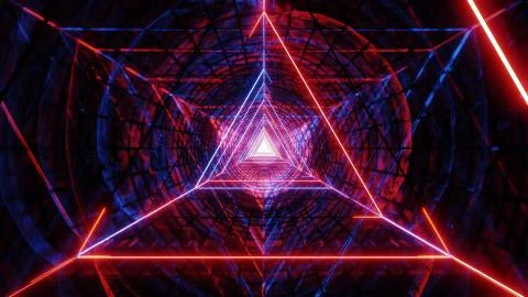 Abstract glowig wireframe triangle design with dark abstract background 3d Illustrazione stock