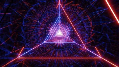 Abstract glowig wireframe triangle design with dark abstract background 3d Stock Illustration