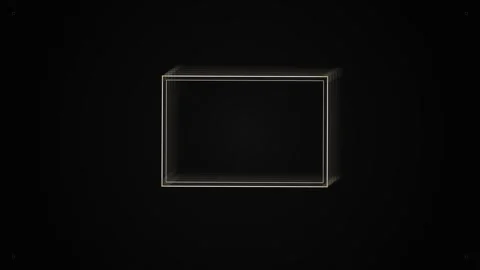 Abstract glowing 3D cube wireframe rotating on black background, futuristic.. Stock Footage 346661175
