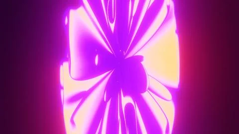 Abstract glowing 3D flower shape background. Bright purple and orange neon Stock Illustration