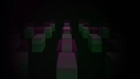 Abstract glowing 3d rectangular blocks animation shifting colors between gr.. Stock Footage 346328694