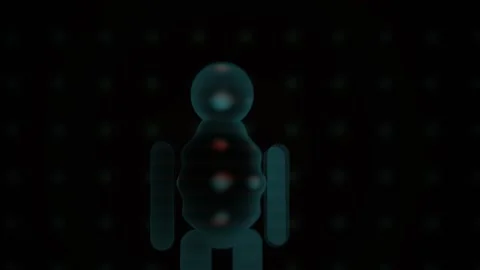 Abstract Glowing 3d Robot Figure Rotating with Internal Red and Cyan Lights Stock Footage 343686937