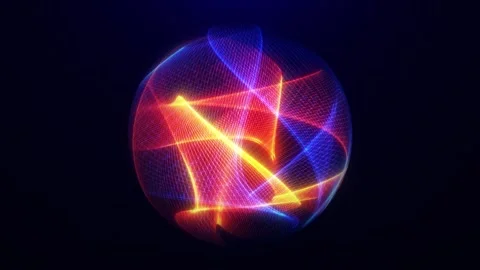 Abstract glowing 3d sphere in the Universe, Animated wave energy orb, magic Stock Footage 258643298