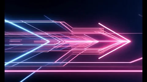 Abstract glowing arrow animation on dark background for visuals Stock Footage 318948394