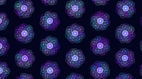 Abstract glowing atomic orbit pattern background animation in blue and purple Video stock 333148607