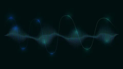 Abstract Glowing Audio Waveform and Sound Frequency Background 스톡 일러스트