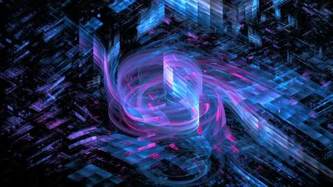 Abstract glowing background digital technology. Hi tech digital interior data Illustrazione stock