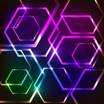 Abstract glowing background with hexagons Stock Illustration