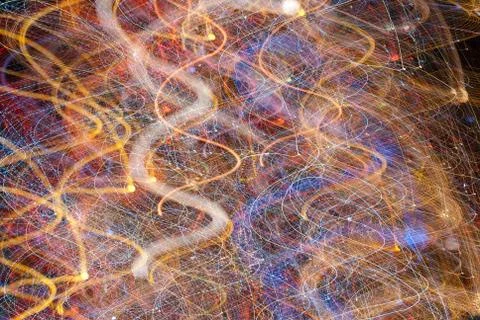 Abstract glowing background resembling motion blurred neon light curves Stock Photos