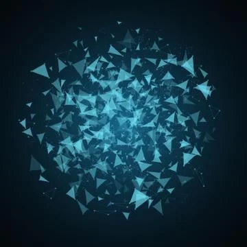 Abstract glowing background in the style of plexus. The flying triangles are 库存插图