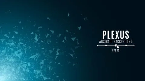 Abstract glowing background in the style of plexus. The flying triangles are Stockillustratie