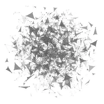 Abstract glowing background in the style of plexus. Flying triangles of black Stock Illustration