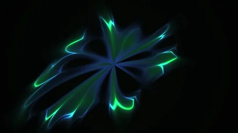 Abstract glowing blue and green fractal energy burst on black background. Stock Footage 334464893