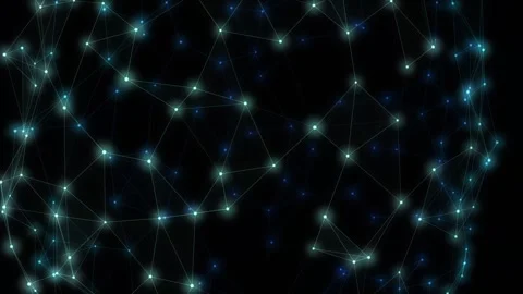 Abstract Glowing Blue and Green Digital Plexus Network Loop Stock Footage 345311062