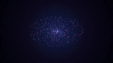 Abstract glowing blue and purple particle cloud on dark background Stock Footage 336352006