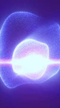 Abstract glowing blue and violet particle sphere radiating powerful light in  イラスト素材