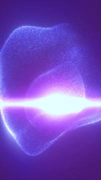 Abstract glowing blue and violet particle sphere radiating powerful light in  Stockillustratie