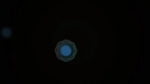 Abstract glowing blue atomic particle animation on dark background. Stock Footage 346328851