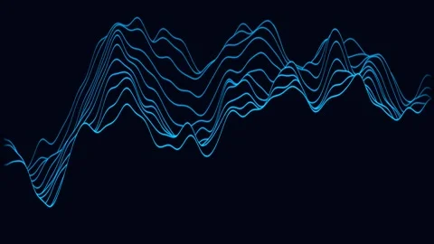 Abstract Glowing Blue Audio Waveform Data Line Graph on Dark Background Mot.. Stock Footage 345391868