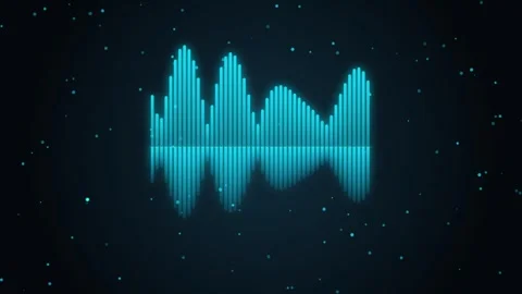 Abstract glowing blue audio waveform graphic with scattered light particles.. Stock Footage 346845572