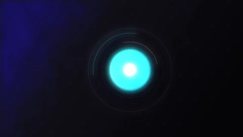 Abstract glowing blue circle pulsing with light rays in dark space Stock Footage 340941393