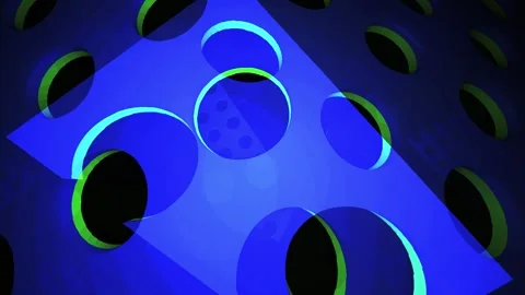 Abstract Glowing Blue Circles and Grid Patterns Motion Background. Stock Footage 334465030