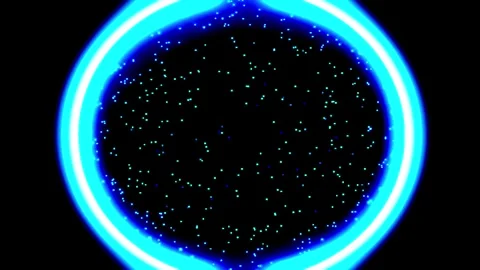 Abstract glowing blue circles with subtle particle movement in dark space Vídeo Stock 346875998